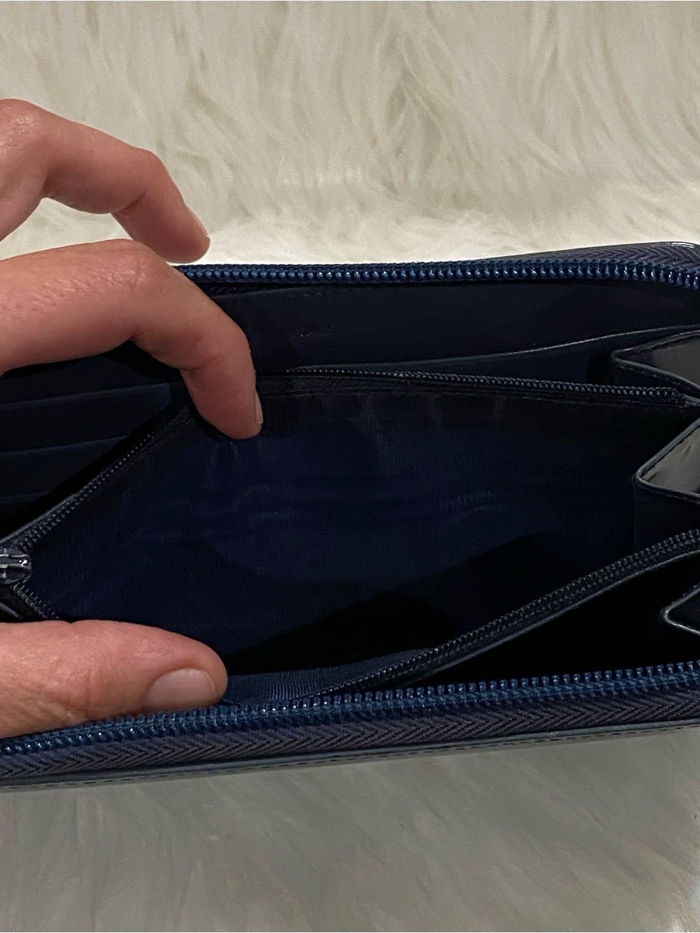 Prada Glossy Smokey Blue Zip Wallet - Picture 10 of 10